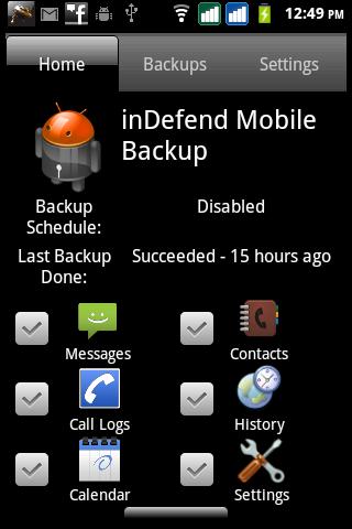 How To Backup Your Android Phone To The Cloud - inDefend Mobile Backup Screenshot