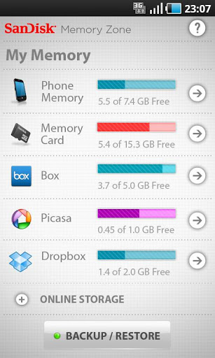 How To Backup Your Android Phone To The Cloud - SanDisk Memory Zone Screenshot